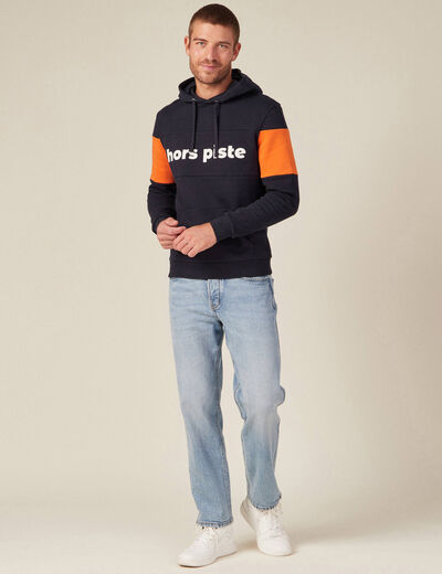 Sweat à capuche bleu marine homme