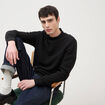 Pull col rond noir homme