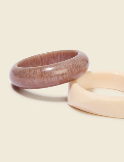 Lot de 2 bracelets marron clair femme