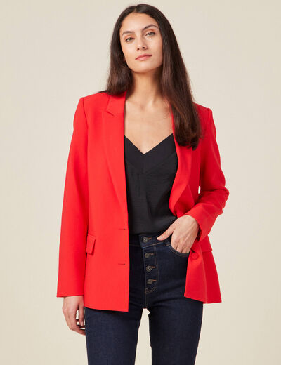 Veste esprit blazer cintrée rouge foncé femme