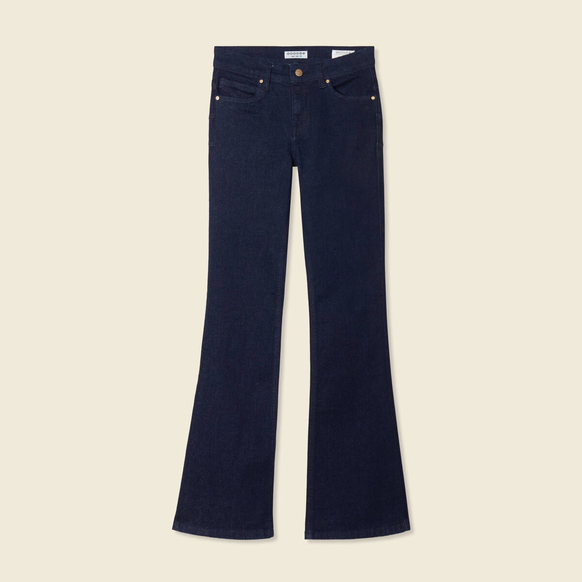 Jeans bootcut 5 poches denim brut femme
