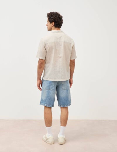 Chemise boyfriend manches courtes ecru homme