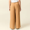 Pantalon large taille haute marron clair femme