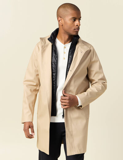 Trench mi-long col montant gris homme