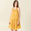 Robe évasée poitrine crochet jaune femme