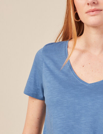T-shirt manches courtes bleu femme