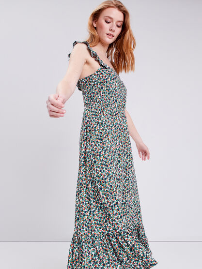 Robe midi evasee multicolore femme