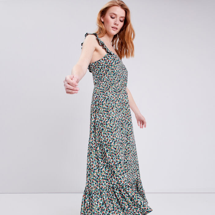 Robe midi évasée multicolore femme
