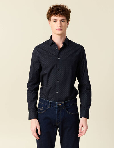 Chemise en coton manches longues bleu homme