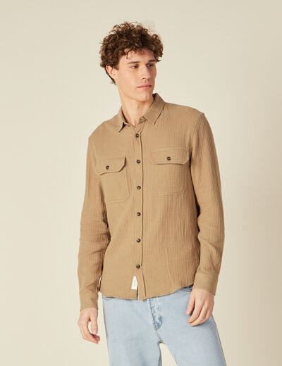 Chemise manches longues vert kaki homme