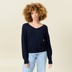 Pull manches longues bleu marine femme