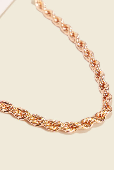 Collier chaîne torsadée couleur or femme