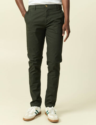 Pantalon chino slim vert kaki homme