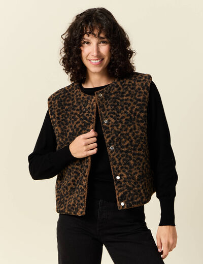 Gilet sans manches réversible camel femme