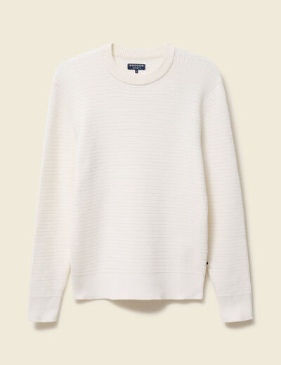 Pull col rond manches longues ecru homme