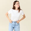 T-shirt cintr&eacute; col rond manches courtes blanc femme