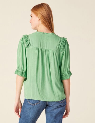 Chemise manches 3/4 vert clair femme