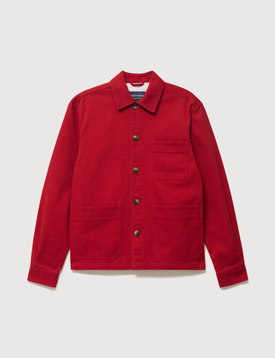 Surchemise droite en coton rouge fonc&eacute; homme