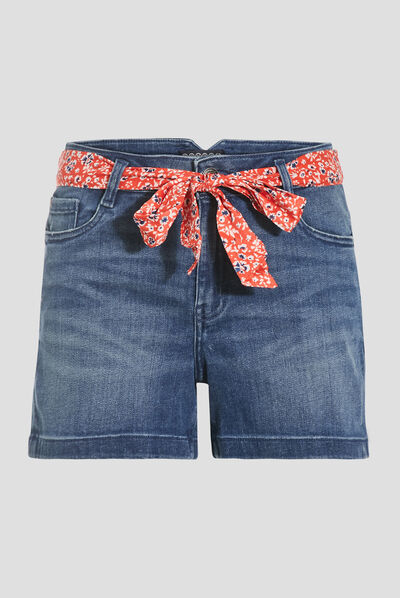 Short droit éco-responsable denim stone femme