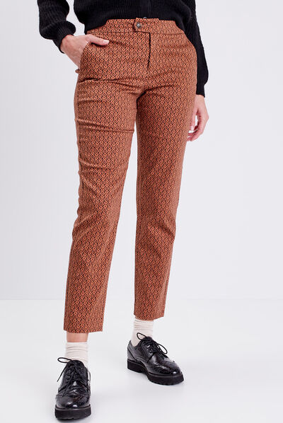 Pantalon cigarette camel femme