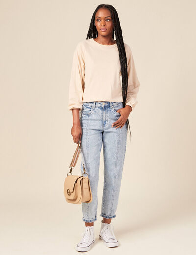 T-shirt manches longues creme femme