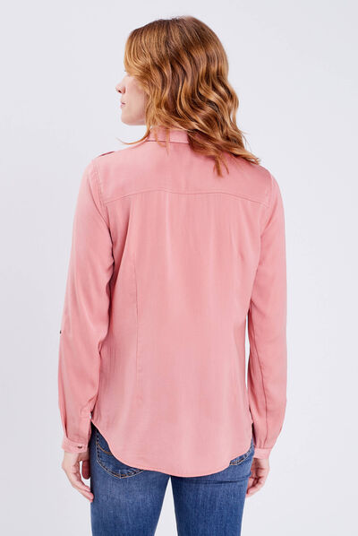 Chemise manches longues rose femme