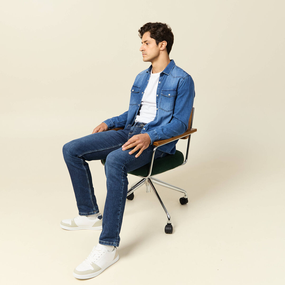 Jeans straight homme used L34 denim brut homme