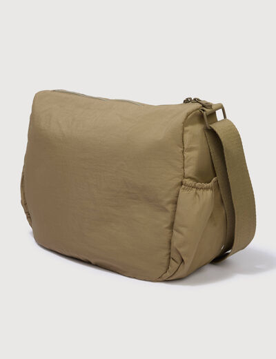 Besace bandouli&egrave;re pliss&eacute;e vert olive femme