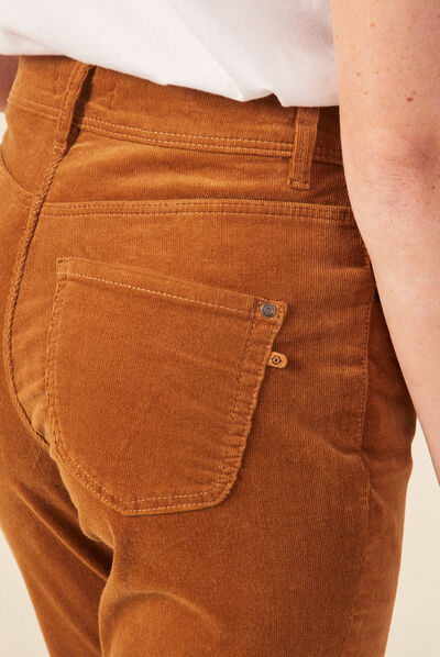 Pantalon bootcut velours marron femme
