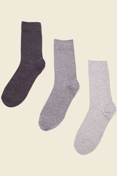 Lot 3 paires de chaussettes homme unies gris clair homme