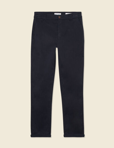 Pantalon chino cigarette bleu foncé femme