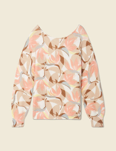 Pull manches longues beige femme