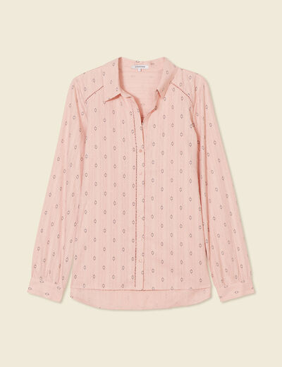 Chemise manches longues rose poudrée femme