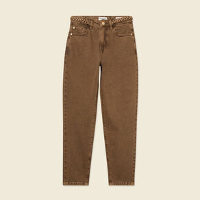 Jeans mom 7/8ème marron foncé femme