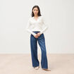 Pull droit manches longues ecru femme