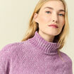 Pull col roul&eacute; manches longues mauve femme