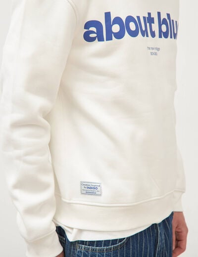 Sweat droit col rond manches longues ecru homme