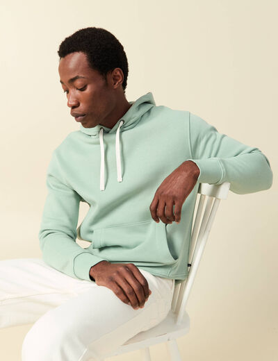 Sweat &agrave; capuche vert pastel homme