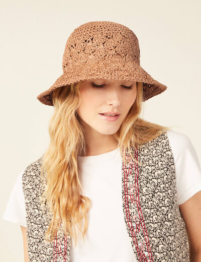 Chapeau tressé sable femme