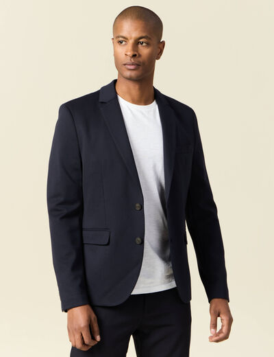 Veste blazer manches longues bleu marine homme