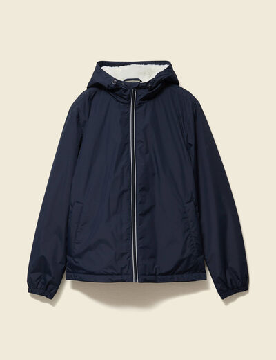 Parka courte droite effet polaire bleu marine homme