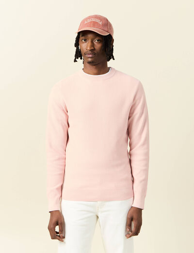 Pull éco-responsable rose clair homme