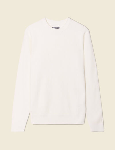 Pull fin col rond manches longues ecru homme