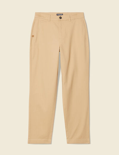 Pantalon chino fluide beige femme