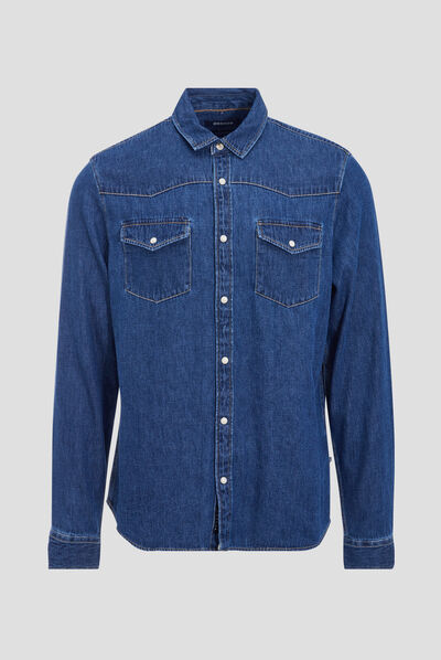 Chemise manches longues jean denim stone homme
