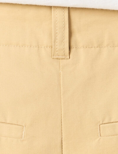 Pantalon large cropped taille haute beige femme