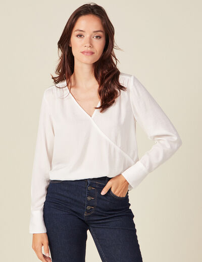 Blouse satin éco-responsable ecru femme