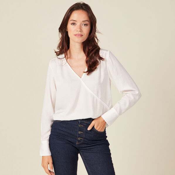 Blouse satin éco-responsable ecru femme