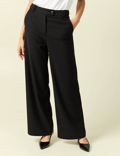Pantalon loose taille standard fluide noir femme