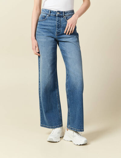 Jeans large taille haute denim stone femme